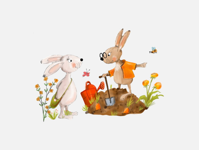 Bügelbild Nr. 2016 Hasen im Garten
