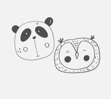 Bügelbild Nr. 39 Panda und Eulen Kopf