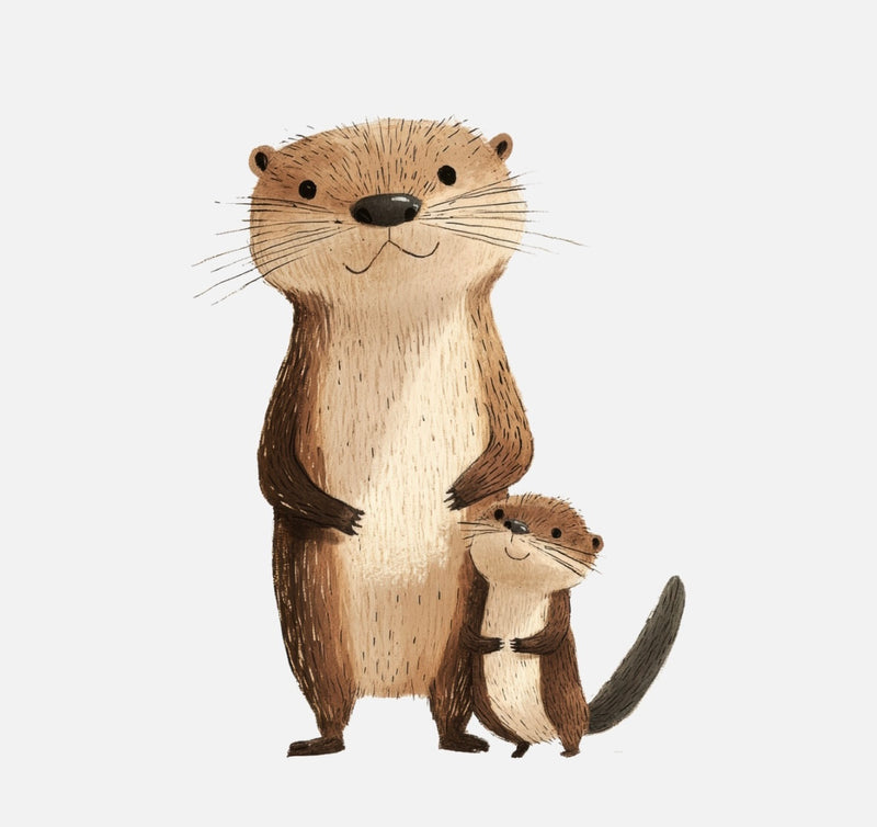 Bügelbild Nr. 306 Otter mit kleinem Otter