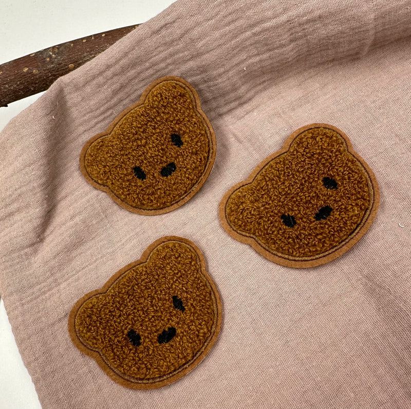 Chenille Patch Bär dunkelbraun