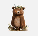 Bügelbild Nr. 151 Bär mit Blumenkranz
