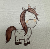 Kunstleder Label stehendes Einhorn
