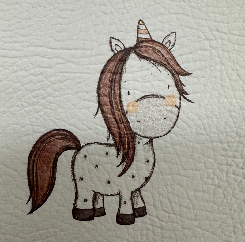 Kunstleder Label stehendes Einhorn
