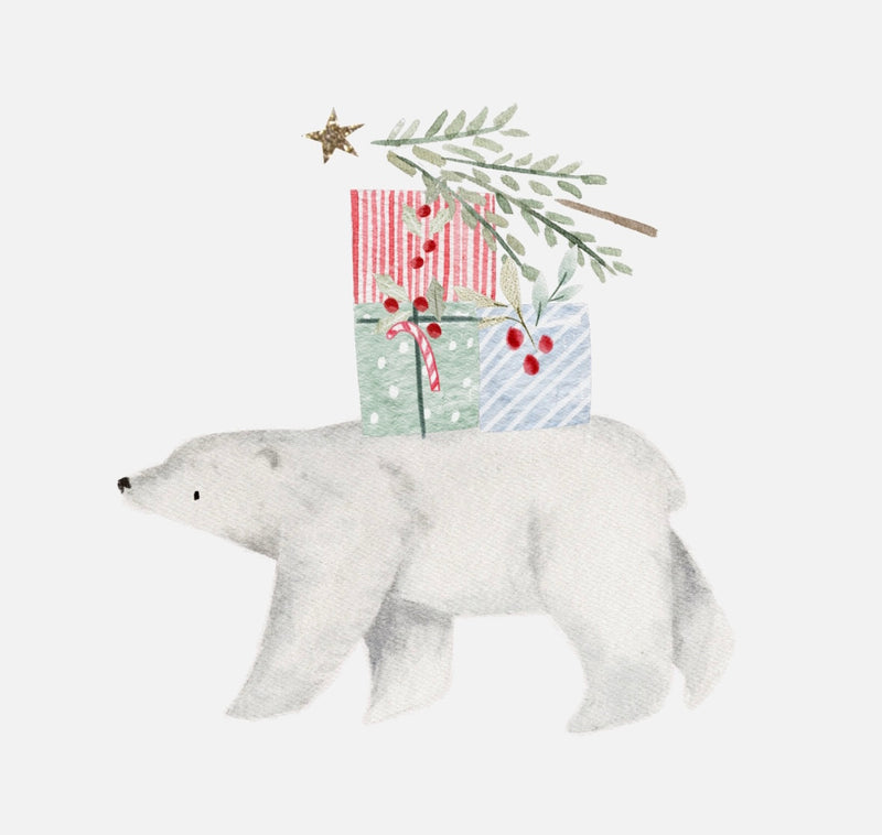 Bügelbild Nr. 126 Eisbär mit Geschenk klein