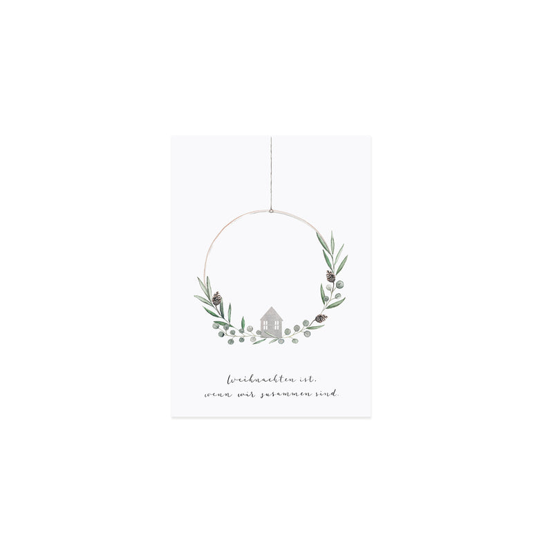 Postkarte Kranz Weihnachten