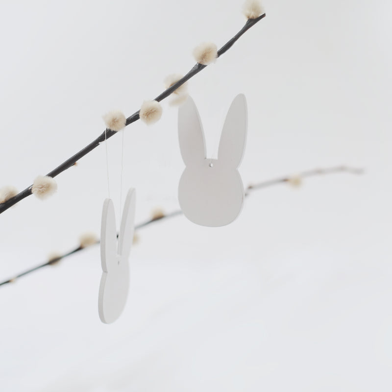 Holzanhänger Hase weiß im 8er Set