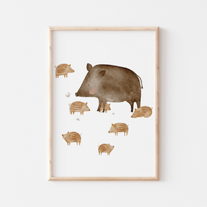 Poster Wildschweine A4