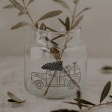 Vase/Windtlicht mit Weihnachtsauto