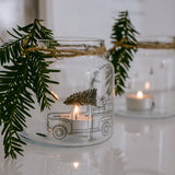 Vase/Windtlicht mit Weihnachtsauto