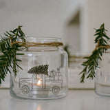 Vase/Windtlicht mit Weihnachtsauto