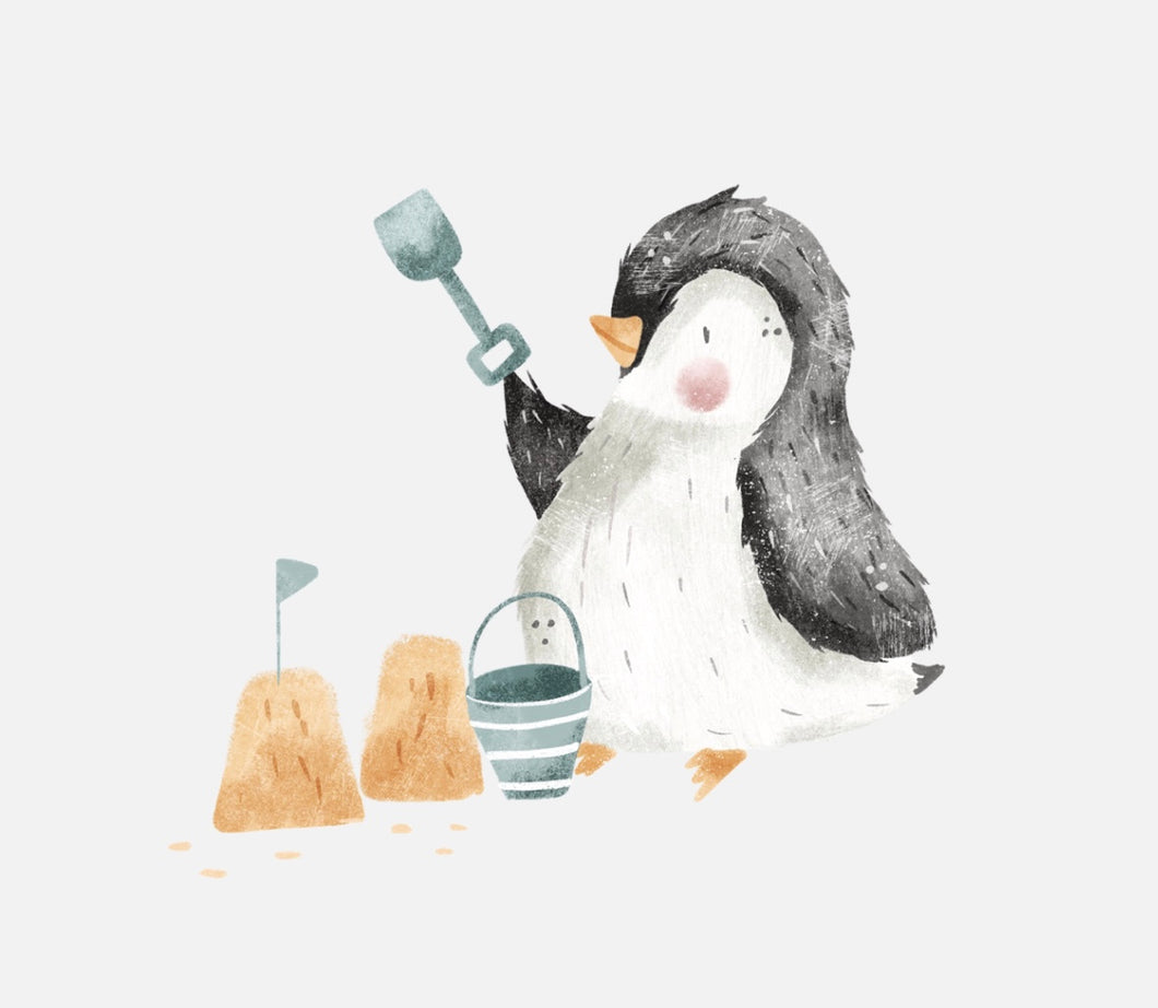 Bügelbild Nr. 236 Pinguin mit Sandburg