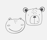 Bügelbild Nr. 40 Frosch und Bären Kopf