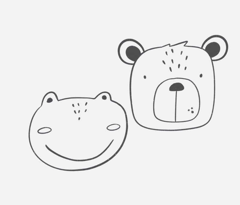 Bügelbild Nr. 40 Frosch und Bären Kopf