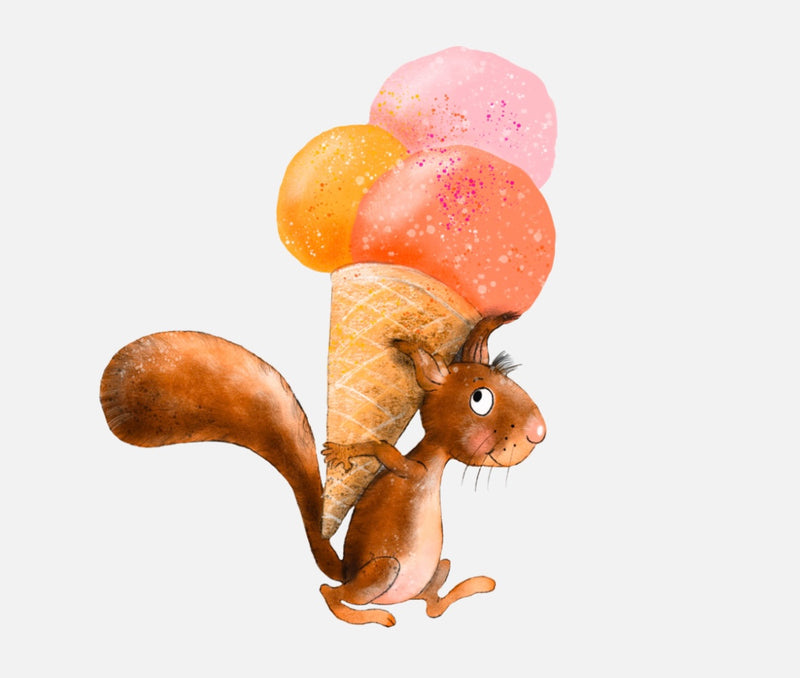 Bügelbild Nr. 284 Eichhörnchen mit Waffeleis