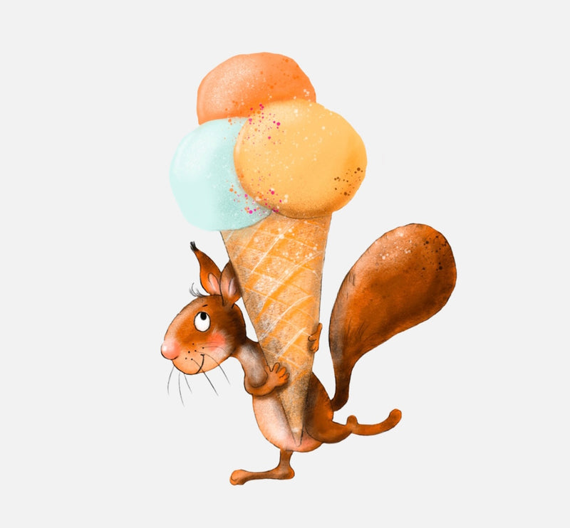 Bügelbild Nr. 285 Eichhörnchen mit Waffel