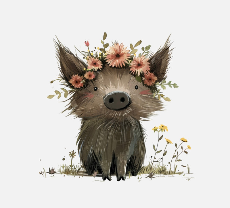 Bügelbild Nr. 301 Wildschwein mit Blumen