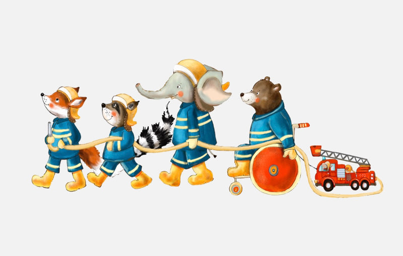 Bügelbild Nr. 283 Feuerwehr Tiere