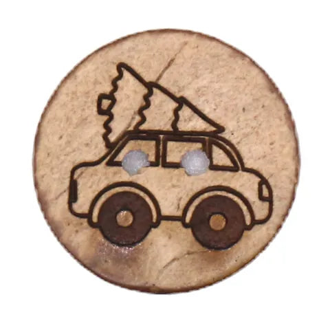 Knopf Auto mit Baum