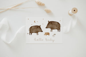Postkarte Wildschweine HALLO BABY