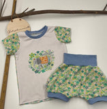 Kurzarm Set Tshirt und kurze Pumphose Gr. 104