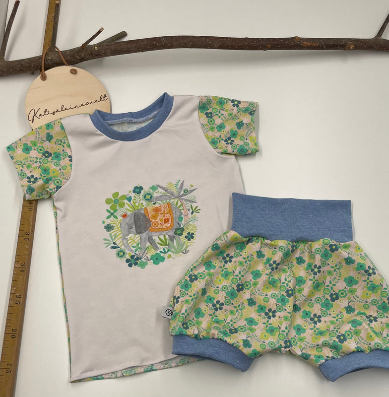 Kurzarm Set Tshirt und kurze Pumphose Gr. 104